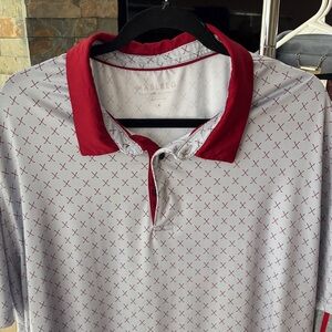 Men’s Performance Polo in White with Red Collar